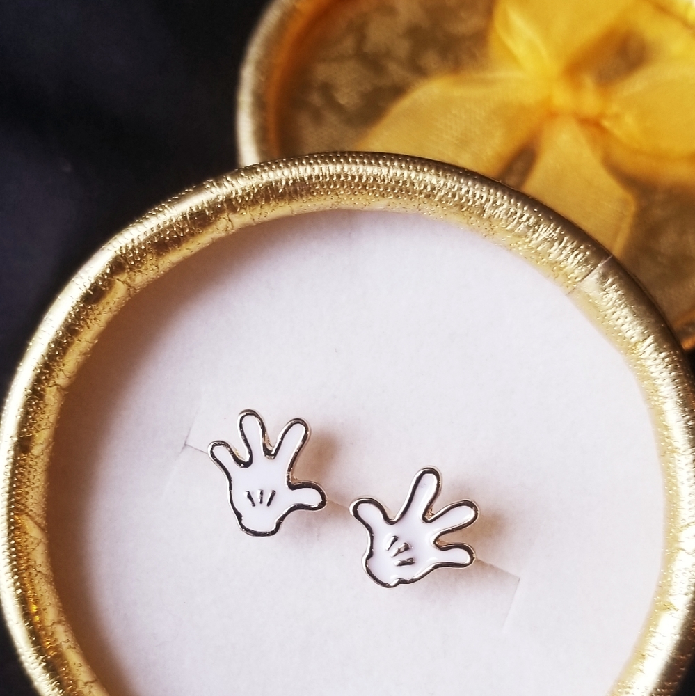 Mickey Mouse White Stud Earrings! Christmas Gift - Stocking Stuffer !
